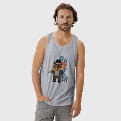 Майка мужская хлопок Плюшевый медвежонок рокер, цвет: меланж — фото 2