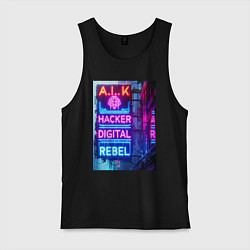 Мужская майка Ai hacker digital rebel - neon glow