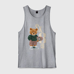 Майка мужская хлопок Плюшевый мишка - скейтер, цвет: меланж