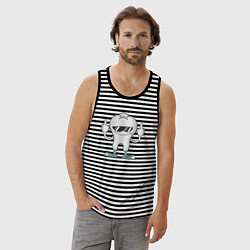 Майка мужская хлопок Привет от зуба, цвет: черная тельняшка — фото 2