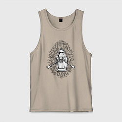 Майка мужская хлопок Космонавт лодочник, цвет: миндальный