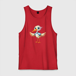 Майка мужская хлопок Маленький аистёнок, цвет: красный