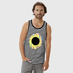 Майка мужская хлопок Простая червоточина, цвет: черная тельняшка — фото 2