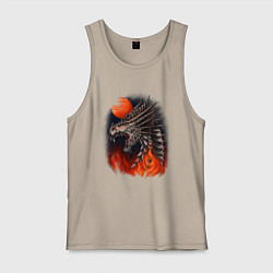 Майка мужская хлопок Огненный дракон хамелеон, цвет: миндальный