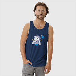 Майка мужская хлопок Белый медведь и мороженое, цвет: тёмно-синий — фото 2