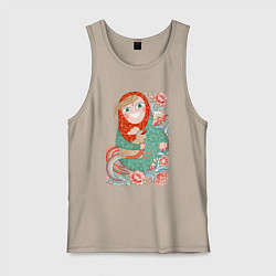 Майка мужская хлопок Матрешка и Петя Петушок Золотой гребешок, цвет: миндальный