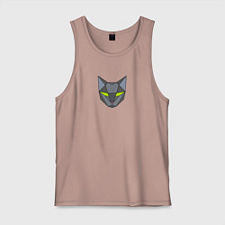 Майка мужская хлопок Геометрический кот, цвет: пыльно-розовый