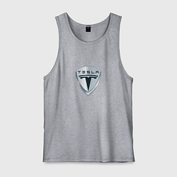 Майка мужская хлопок Tesla logo, цвет: меланж