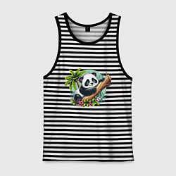 Майка мужская хлопок Панда в тропиках, цвет: черная тельняшка