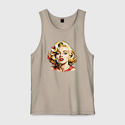 Майка мужская хлопок Мэрилин Монро шарж, цвет: миндальный