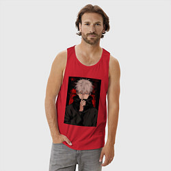 Майка мужская хлопок Магическая битва Тогэ Инумаки, цвет: красный — фото 2