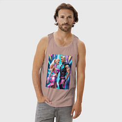 Майка мужская хлопок Barbie and Ken - ai art fantasy, цвет: пыльно-розовый — фото 2