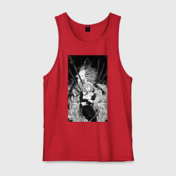 Майка мужская хлопок Человек-бензопила Пауэр Охотница на демонов, цвет: красный