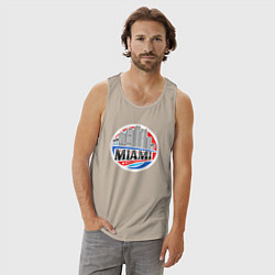 Майка мужская хлопок США Майами, цвет: миндальный — фото 2