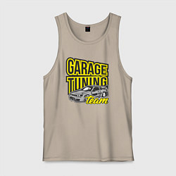Майка мужская хлопок Garage tuning team, цвет: миндальный