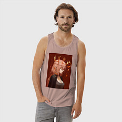 Майка мужская хлопок Человек-бензопила Макима Общественная безопасность, цвет: пыльно-розовый — фото 2