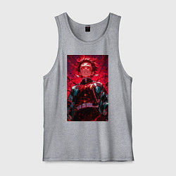 Майка мужская хлопок Клинок, рассекающий демонов Тандзиро Камадо охотни, цвет: меланж