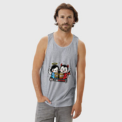 Майка мужская хлопок Ангел и чертик с попкорном, цвет: меланж — фото 2