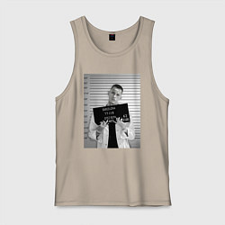 Майка мужская хлопок Кизару арестован, цвет: миндальный