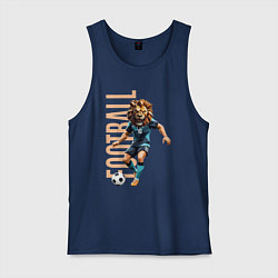 Майка мужская хлопок Львиный футбол, цвет: тёмно-синий