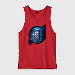 Майка мужская хлопок Tardis in space, цвет: красный