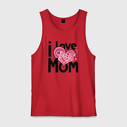 Майка мужская хлопок Я люблю маму, цвет: красный