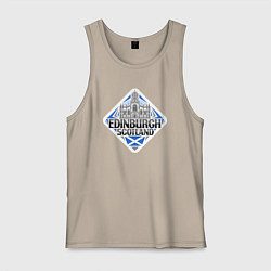 Майка мужская хлопок Эдинбург - Шотландия, цвет: миндальный