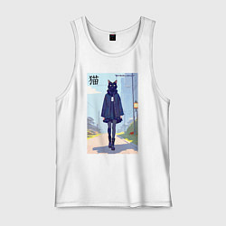 Мужская майка Чёрная кошечка на своём районе - нейросеть