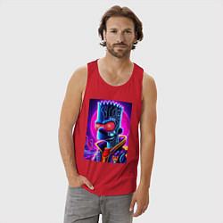 Майка мужская хлопок Cool Bart Simpson - neon glow, цвет: красный — фото 2