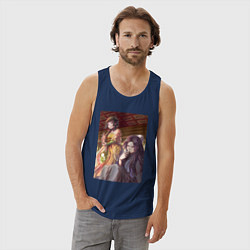 Майка мужская хлопок Монолог фармацевта Жэньши выпивает, цвет: тёмно-синий — фото 2