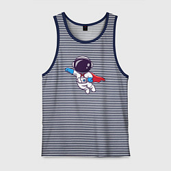 Майка мужская хлопок Супер космонавт, цвет: синяя тельняшка