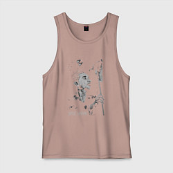 Майка мужская хлопок Depeche Mode - Gahan microphone, цвет: пыльно-розовый