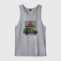 Майка мужская хлопок Mitsubishi Sport g1 на фоне карты, цвет: меланж