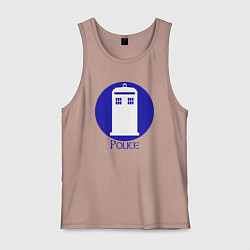 Майка мужская хлопок Tardis police, цвет: пыльно-розовый
