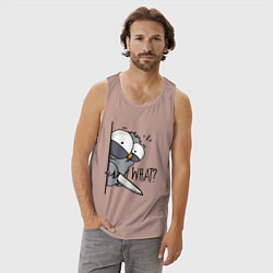 Майка мужская хлопок Серый филин с ножом, цвет: пыльно-розовый — фото 2