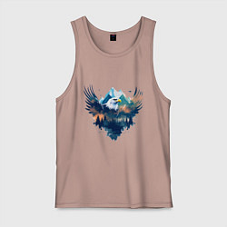 Майка мужская хлопок Орел среди леса и гор, цвет: пыльно-розовый