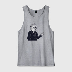 Майка мужская хлопок Человек скворечник, цвет: меланж