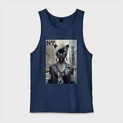 Майка мужская хлопок Молодая пантера - модница из Нью-Йорка, цвет: тёмно-синий