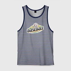 Майка мужская хлопок Бейсбол спорт, цвет: синяя тельняшка