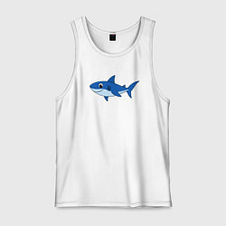 Майка мужская хлопок Милая акула улыбается, цвет: белый