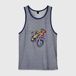 Майка мужская хлопок Веселое эндуро по лесам, цвет: синяя тельняшка