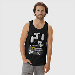 Майка мужская хлопок BMW автомобиль initial d, цвет: черный — фото 2