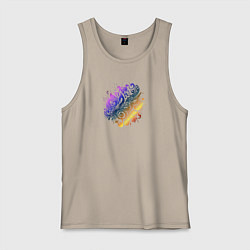 Майка мужская хлопок Орнамент со скрипичным ключом, цвет: миндальный