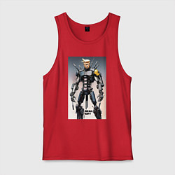 Майка мужская хлопок Cyber Trump is real guy - ai art, цвет: красный