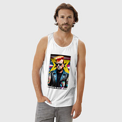 Майка мужская хлопок Trumps not dead - ai punk art, цвет: белый — фото 2