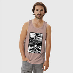 Майка мужская хлопок Porsche автомобиль классический, цвет: пыльно-розовый — фото 2