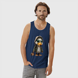 Майка мужская хлопок Утка с сумкой, цвет: тёмно-синий — фото 2