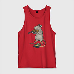 Майка мужская хлопок Мышонок скрипач, цвет: красный