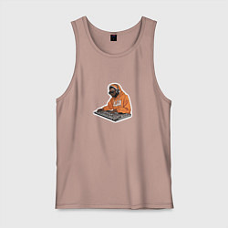 Майка мужская хлопок Диджей спейс, цвет: пыльно-розовый