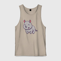 Майка мужская хлопок Весёлый носорог, цвет: миндальный